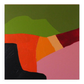 Abstrait paysage coloré 80x80cm signé