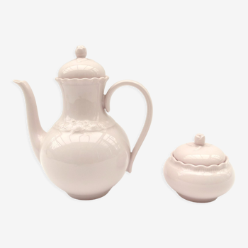 Cafetière et sucrier en porcelaine rosé