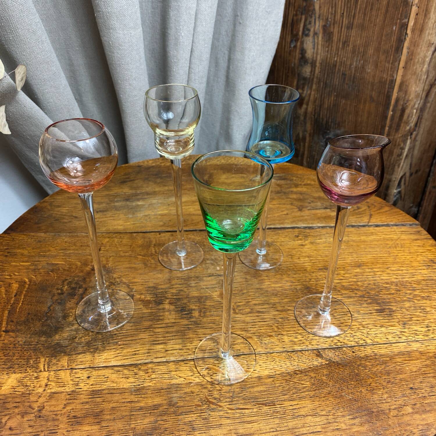 Blown glass liqueur glasses