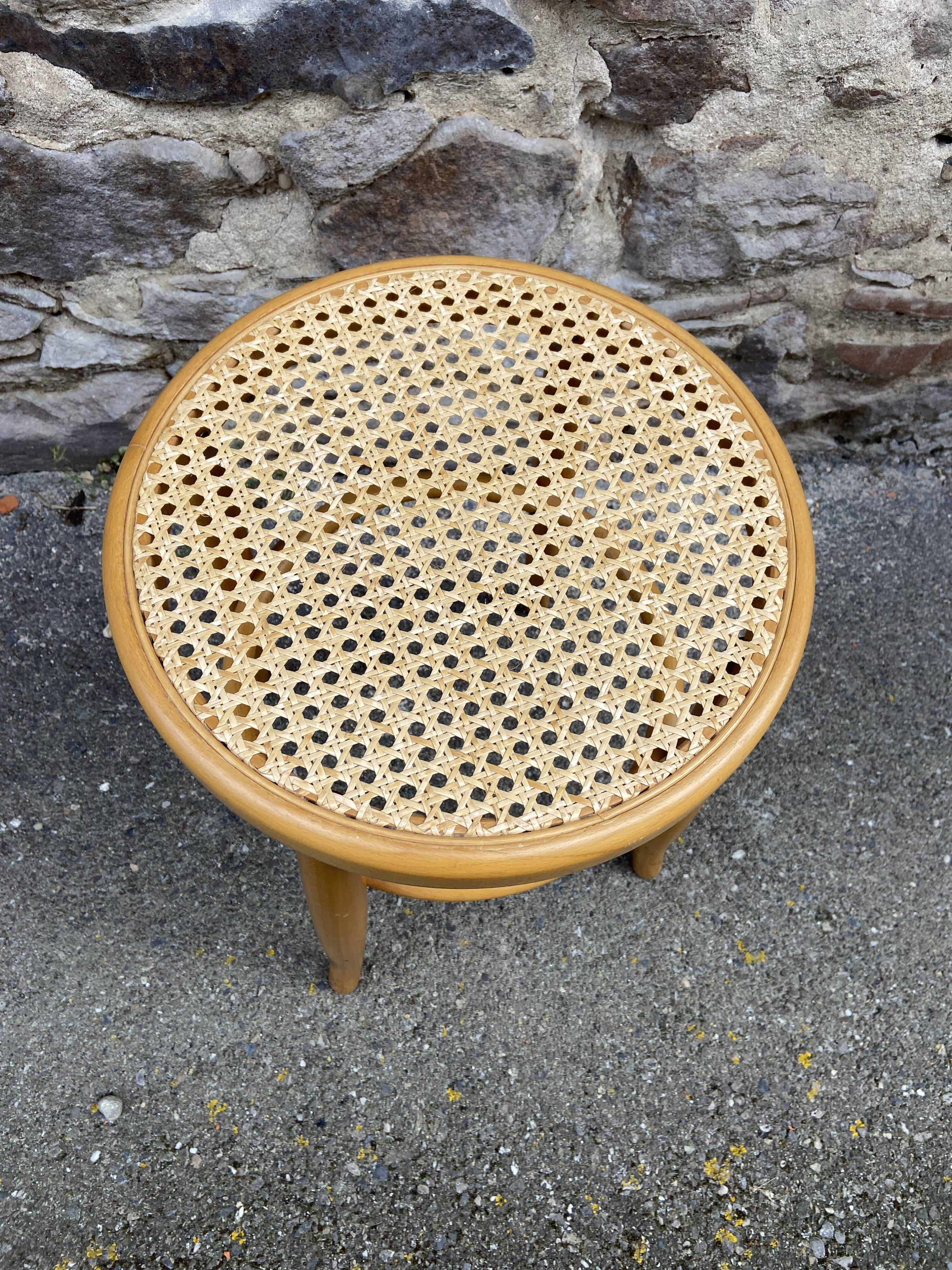 vintage curved wooden stool