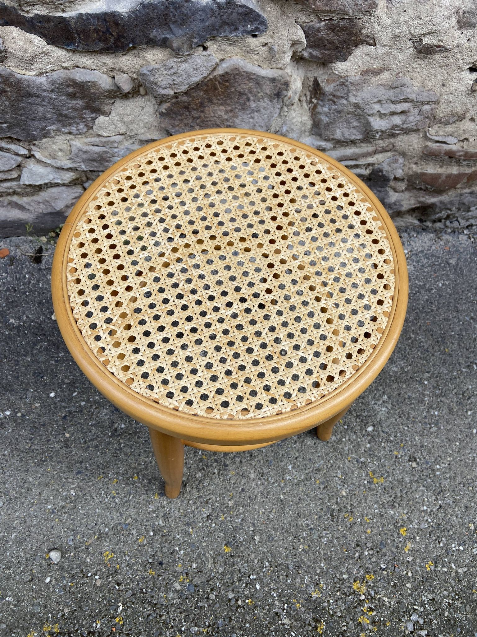 vintage curved wooden stool