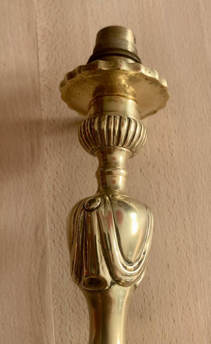 Bronze Lamp Base with Draped Decor Louis XVI Style