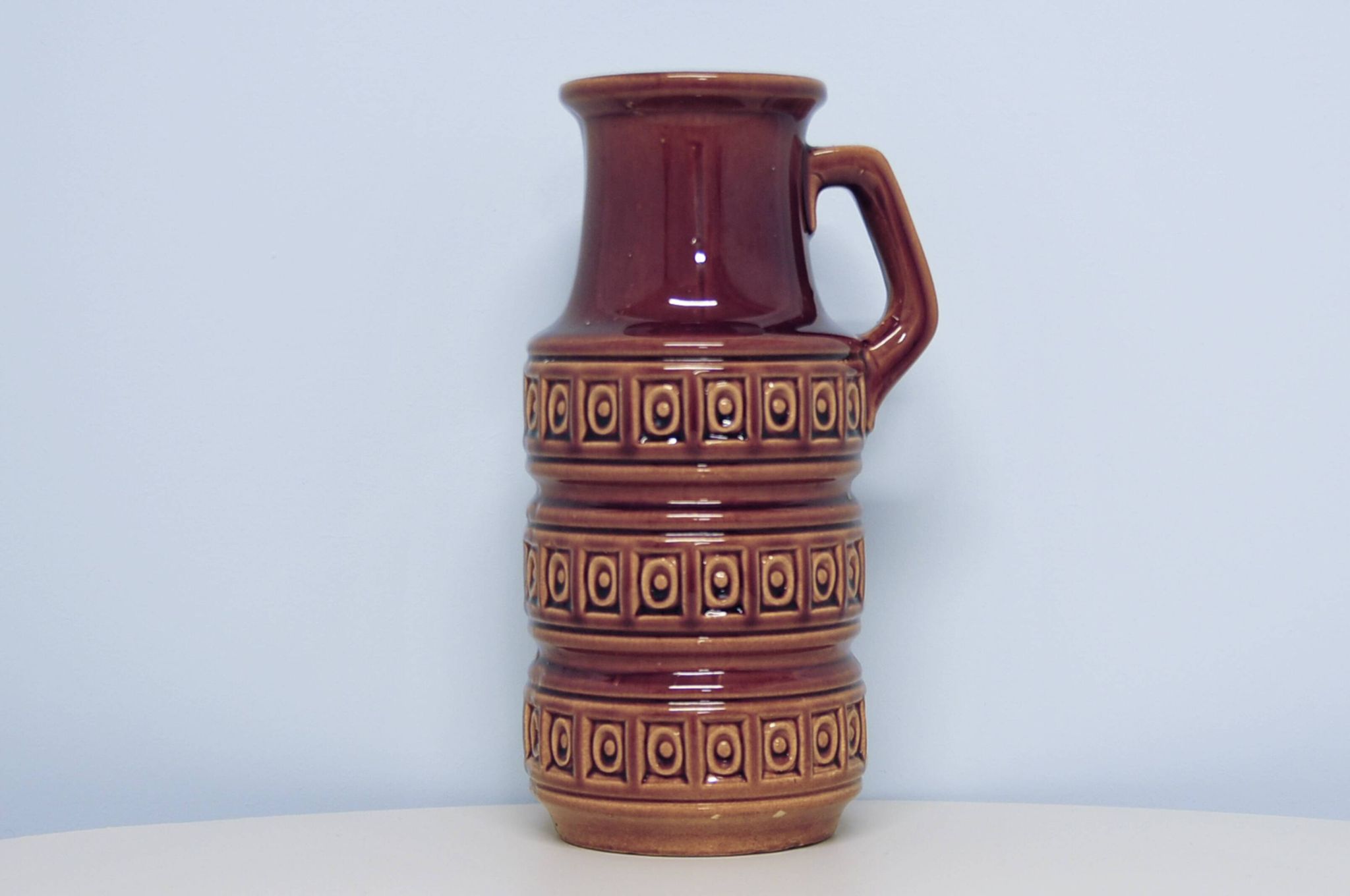vintage brown West Germany Scheurich can vase