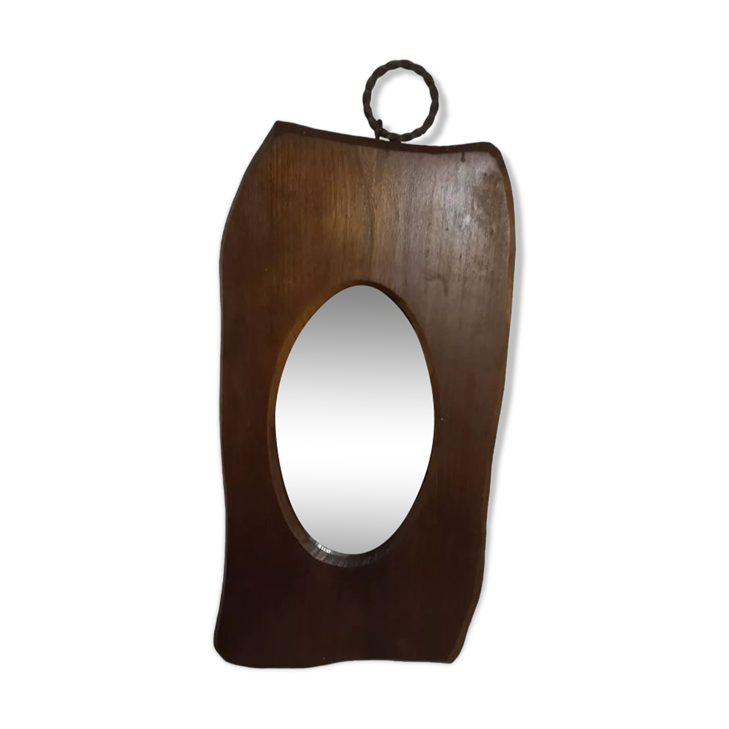 Miroir années 50 cadre bois forme libre