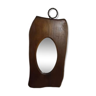 Mirror 50s freeform wood frame