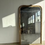 Large gilded mirror 19th century rounded corners mercury glass Louis XVI style