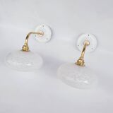 Speckled glass swan neck wall lights