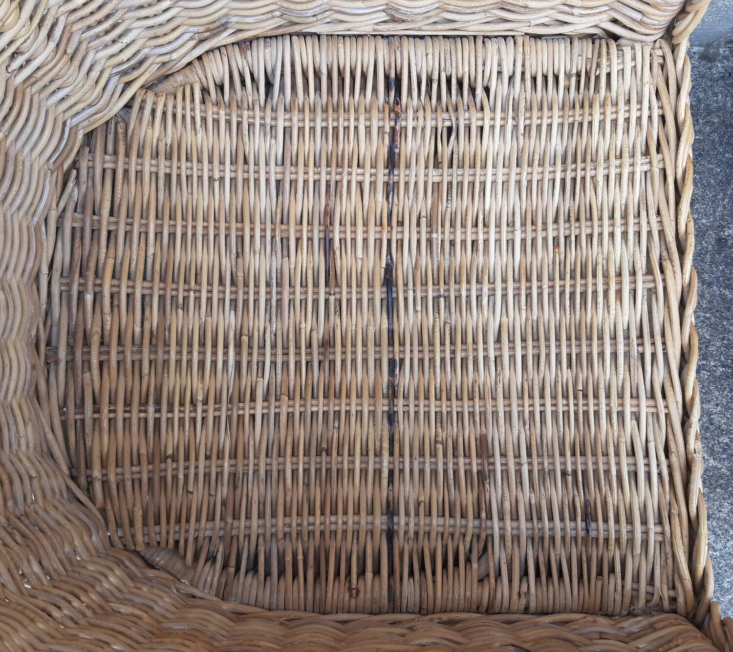 Pair of wicker and rattan armchairs.