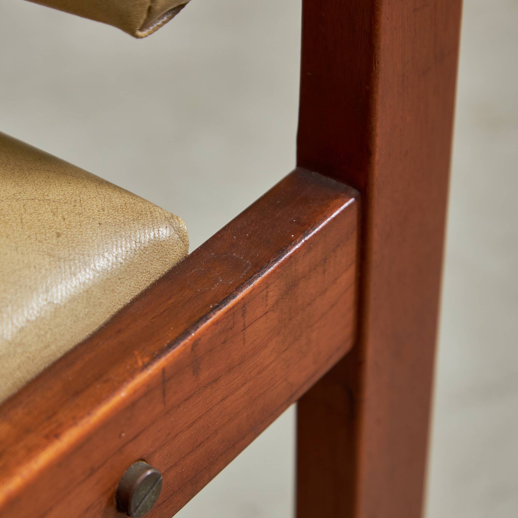 Angular, Teak Wood and Leather Chair with Copper Details, 1970s