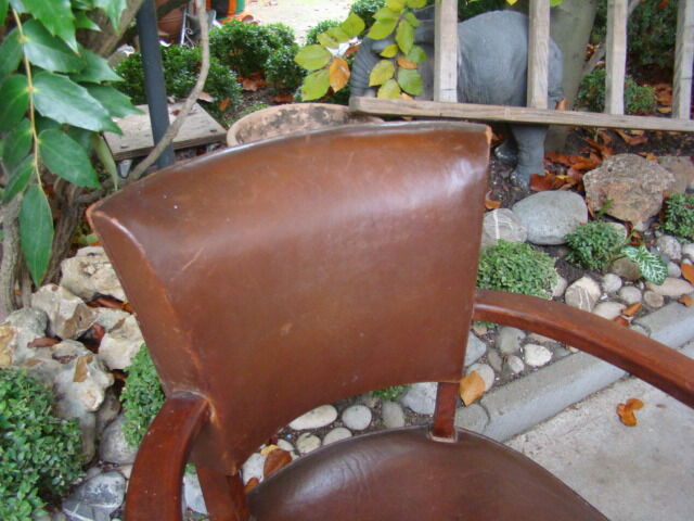 Old leather bridge chair