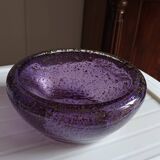 Purple Murano glass pocket bowl with aventurine – attributed to Seguso