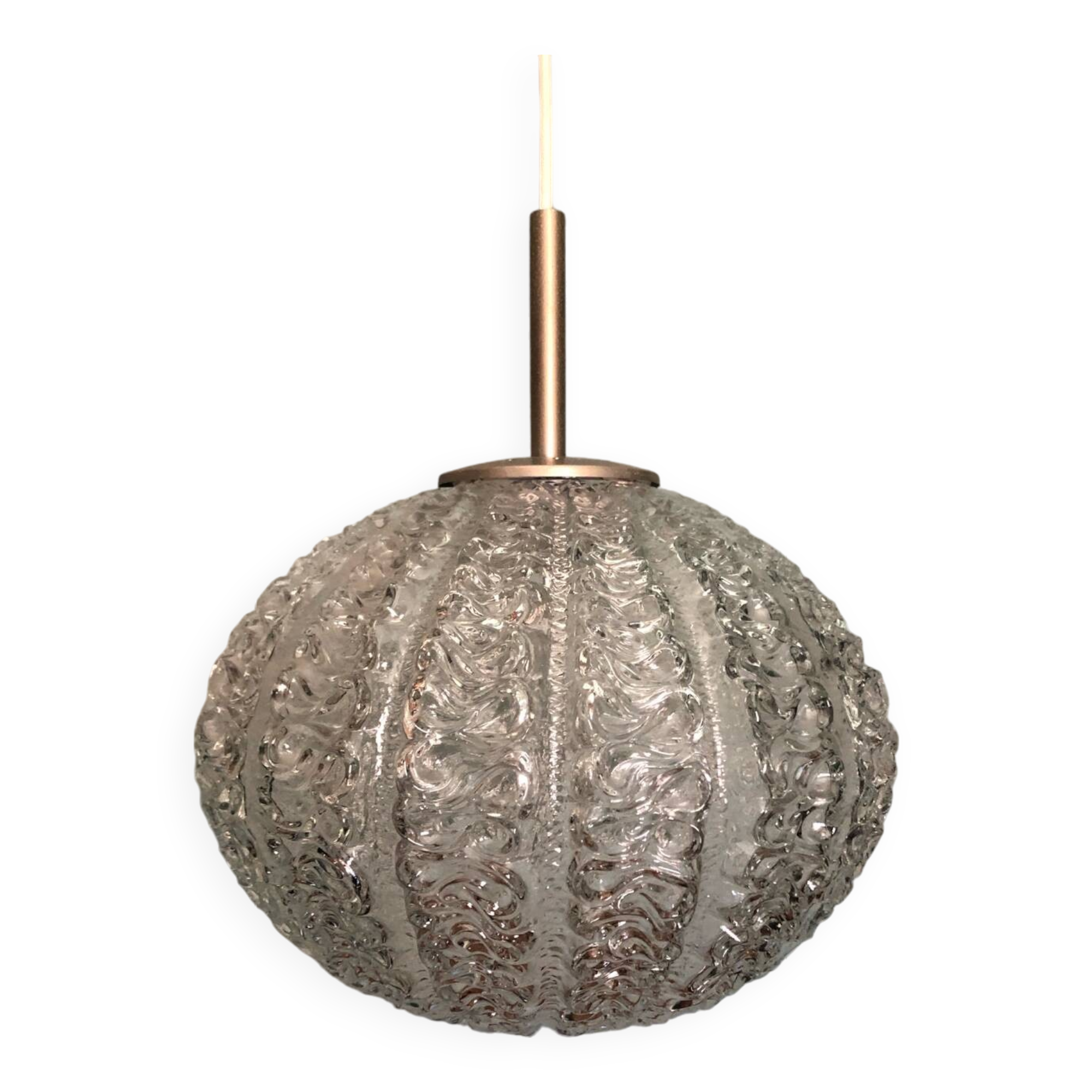 Suspension vintage en verre givré de Dorian Leuchten