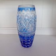 Large Vintage Nachtmann "Bamberg" Cobalt Blue Cut-to-Clear Crystal Vase