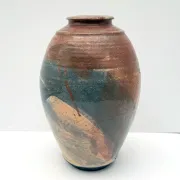 Signed Raku ceramic vase, 1990