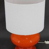 1970s Glass Table Lamp with Boucle Fabric Shade, Italy