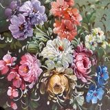 Curved oval frame – floral painting signed