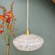 Vintage white Clichy glass lampshade pendant light