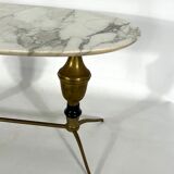 Vintage brass and marble coffee table. Italy 1950s