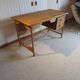 desk - wood-bamboo and woven wicker rattan - 2 drawers - large top - 80