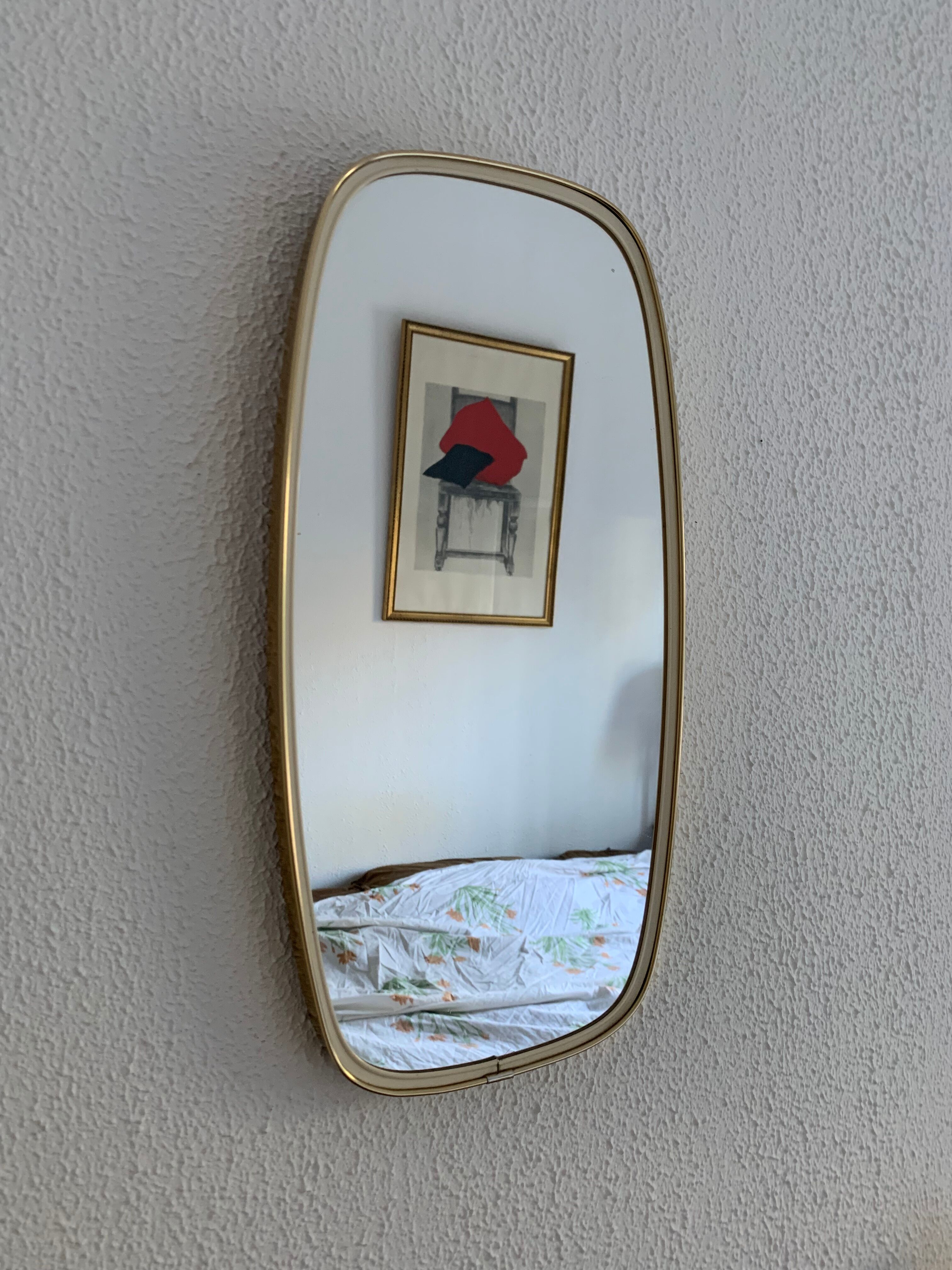 Vintage mirror 1960 asymmetrical mirror - 46 x 24 cm