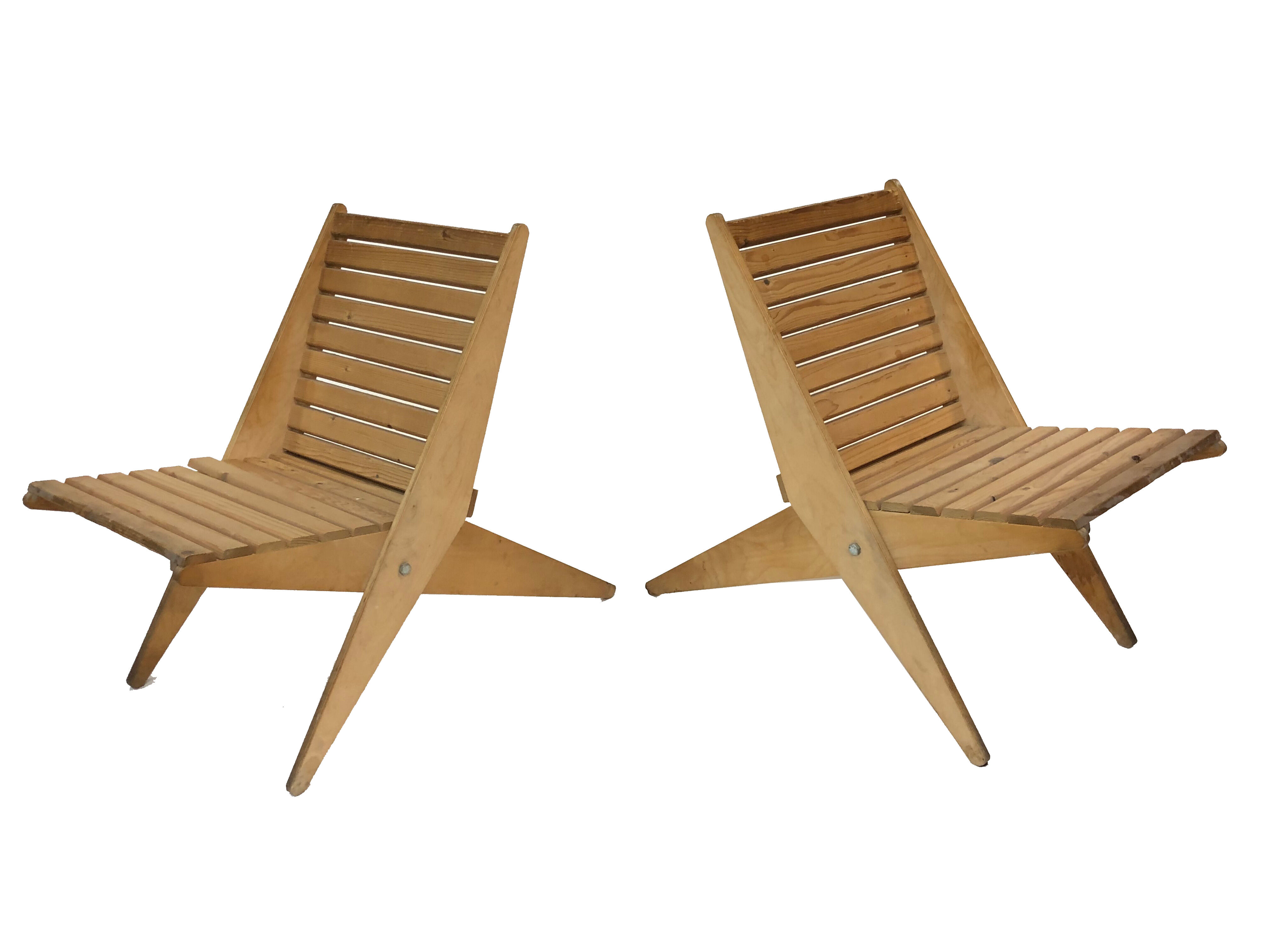 Wooden garden chair folding from the 70s in the Netherlands