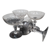 4 coupes à champagne en verre ciselé, XXème