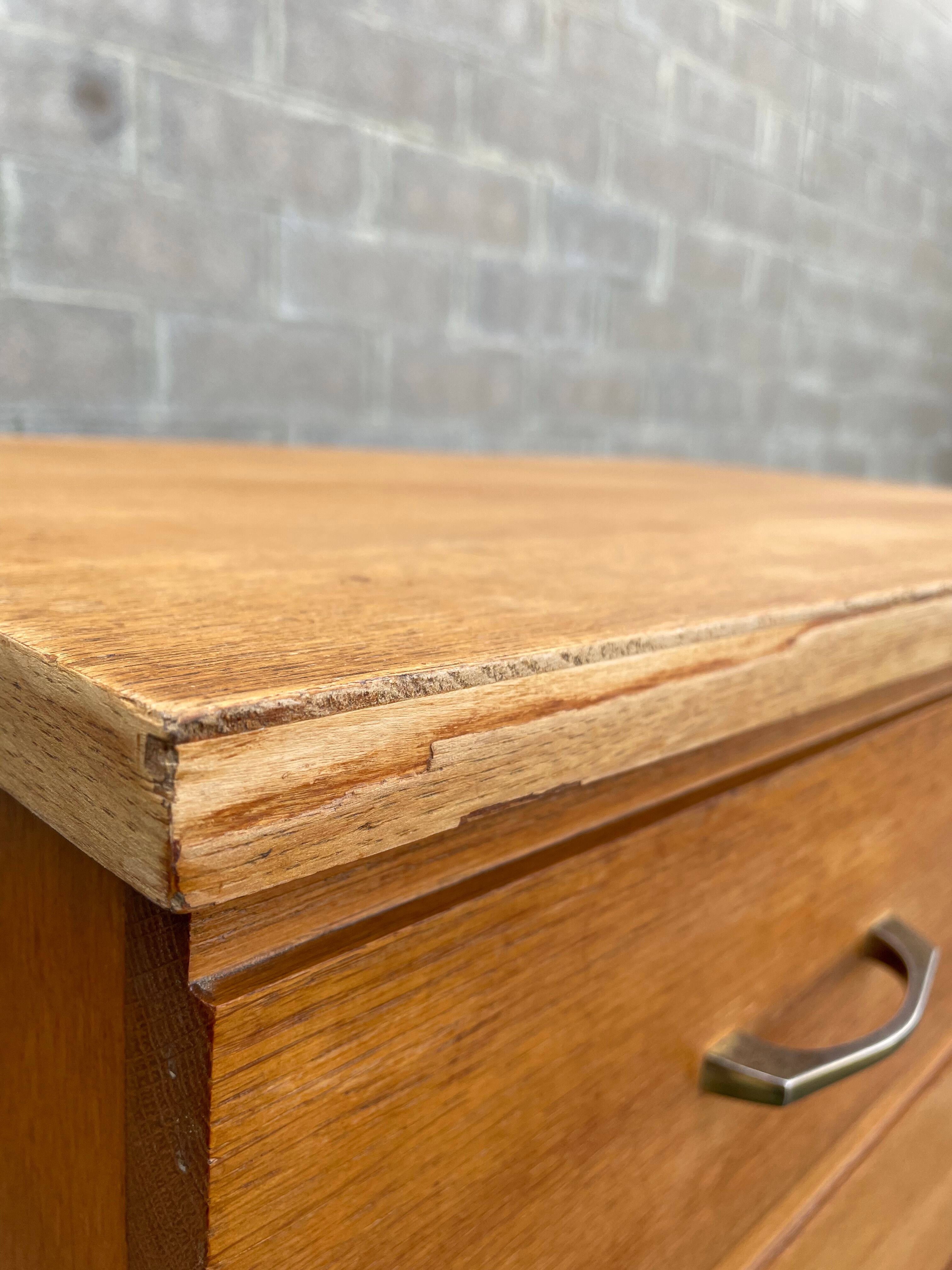 French chest of drawers Luterma in oak and brass, 1960