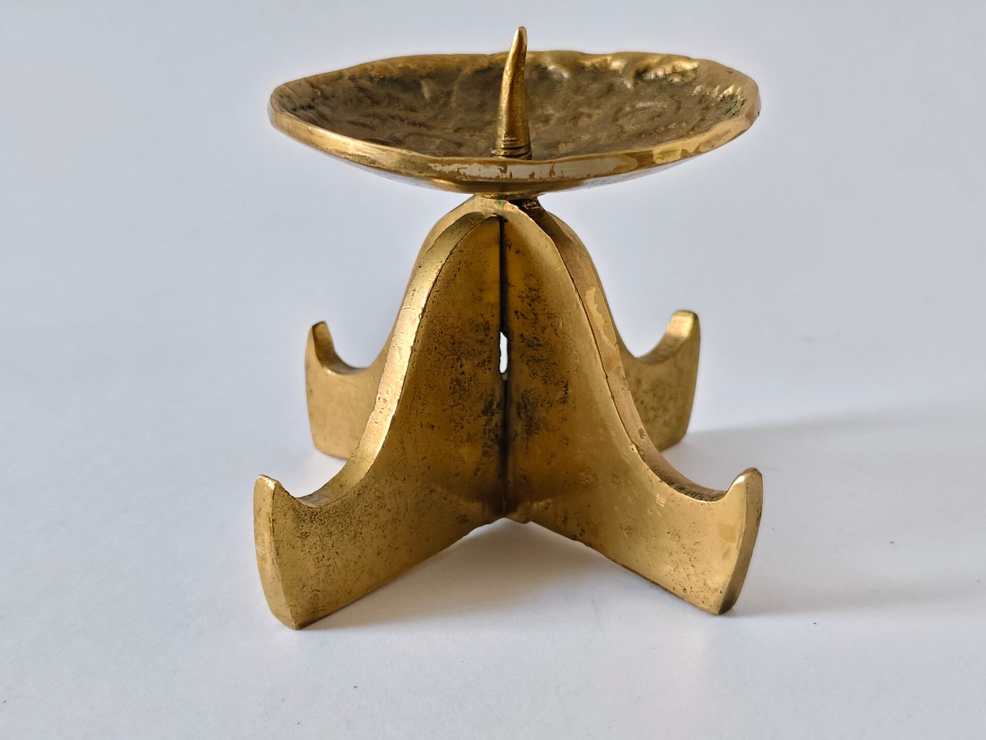 Brutalist vintage brass candlestick