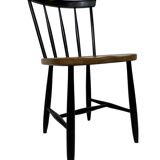 Vintage set of four -bar chair made of black lacquered wood - 1960s