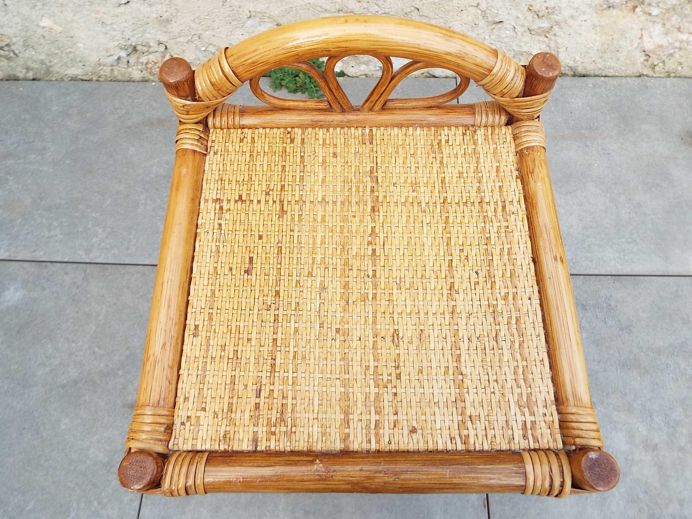 Rattan and bamboo bedside table