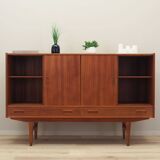 Buffet haut en teck, design danois, années 1970, fabriqué par Børge Dam