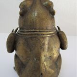 Vintage patinated brass sculptural frog 50-60s