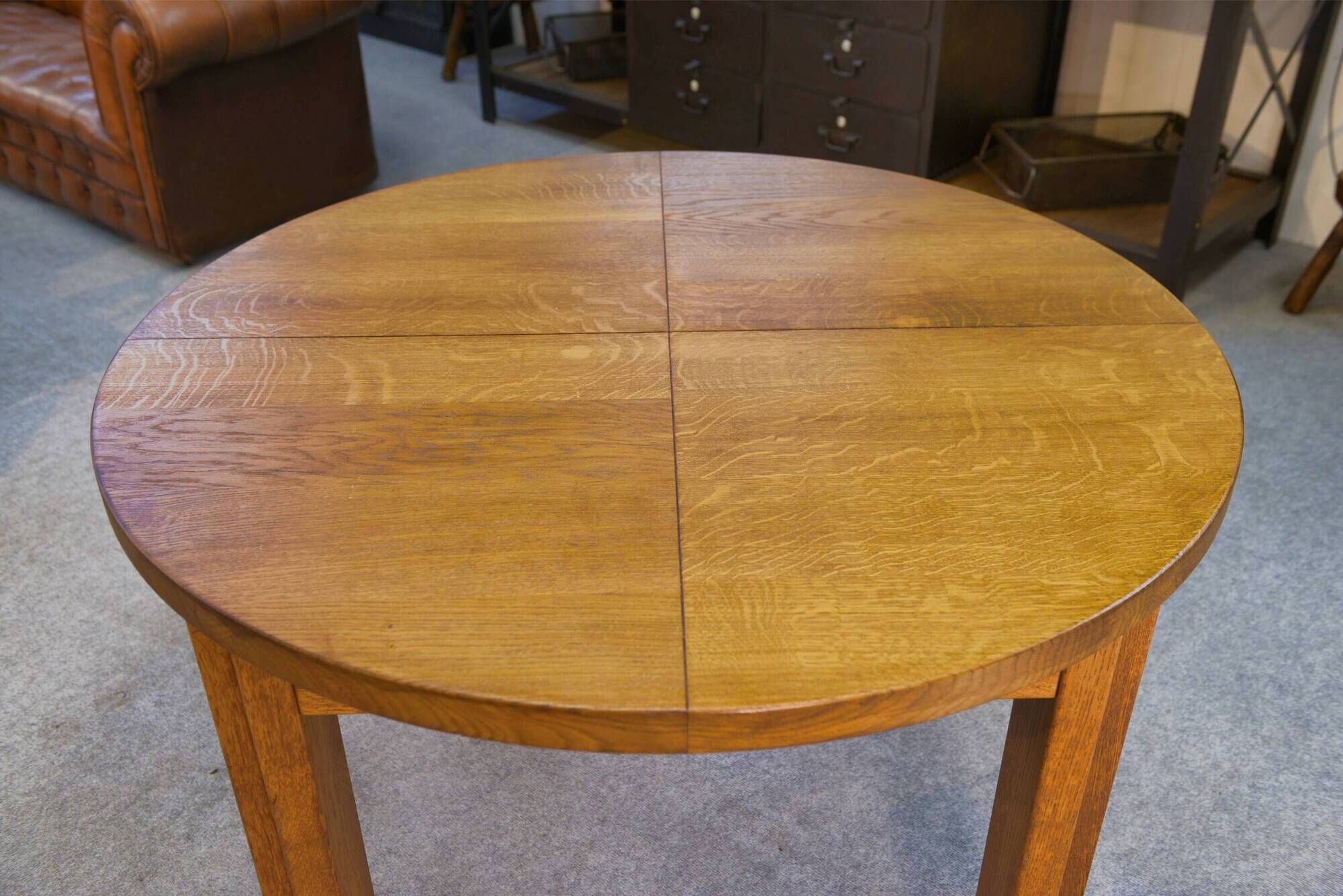 Round table in solid oak by Maison Regain 1970s