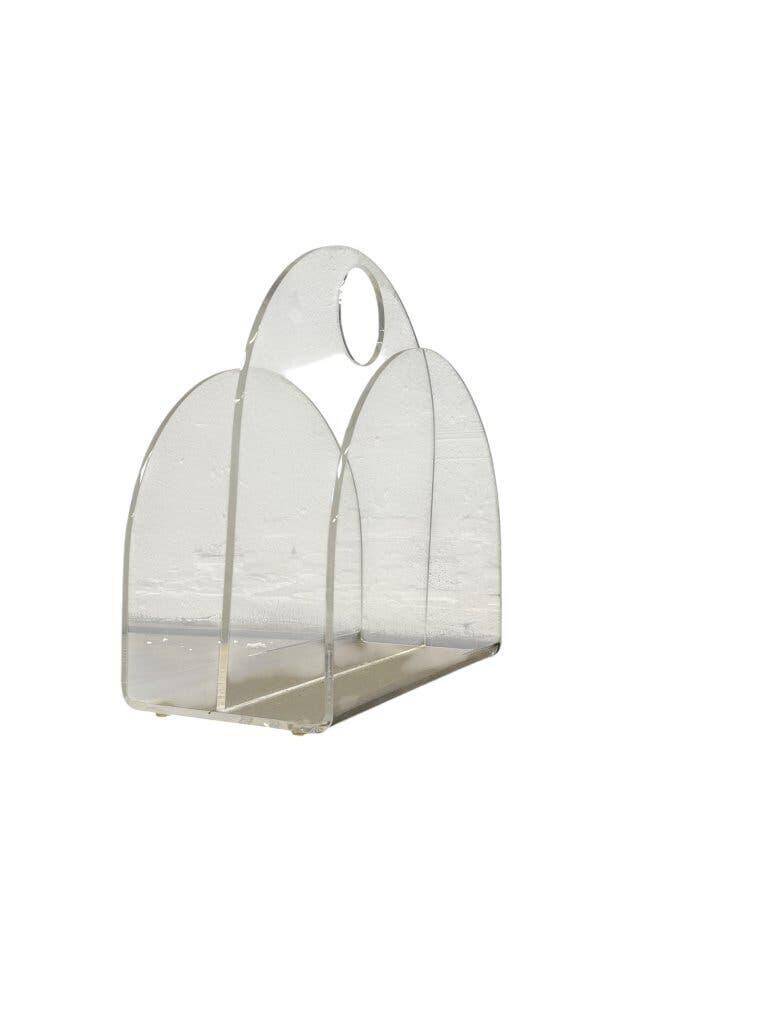 Vintage magazine/newspaper rack in transparent plexiglass
