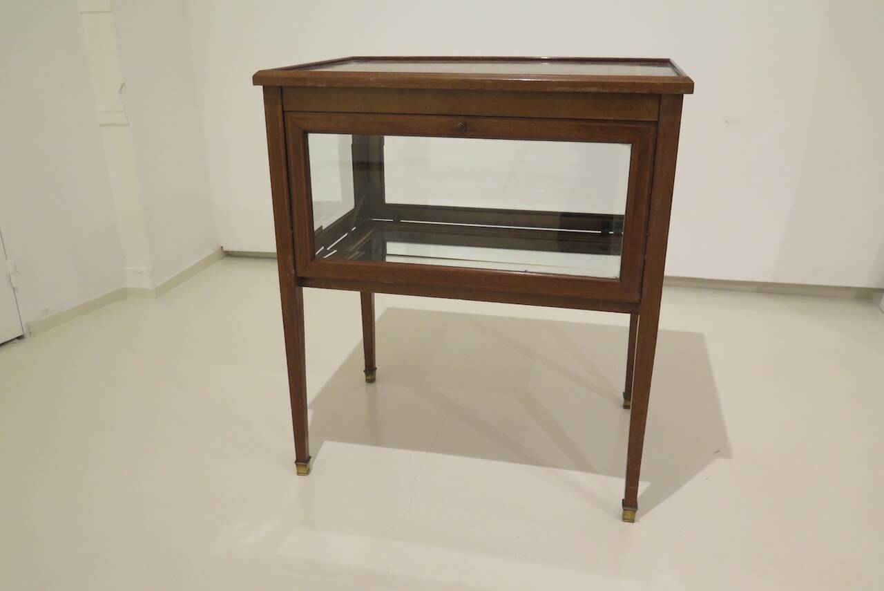 Marquetry table with display case