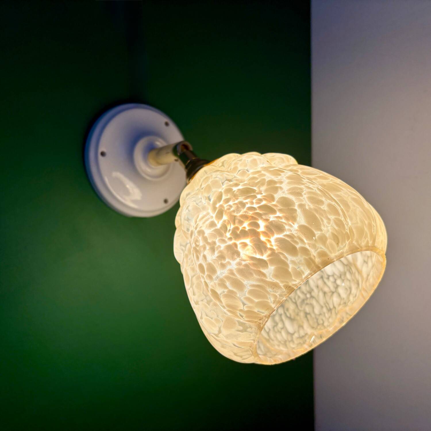 Vintage glass globe wall light in yellow from Clichy.