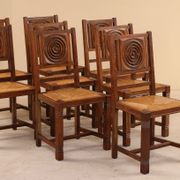 Solid oak chairs, France, 1950s