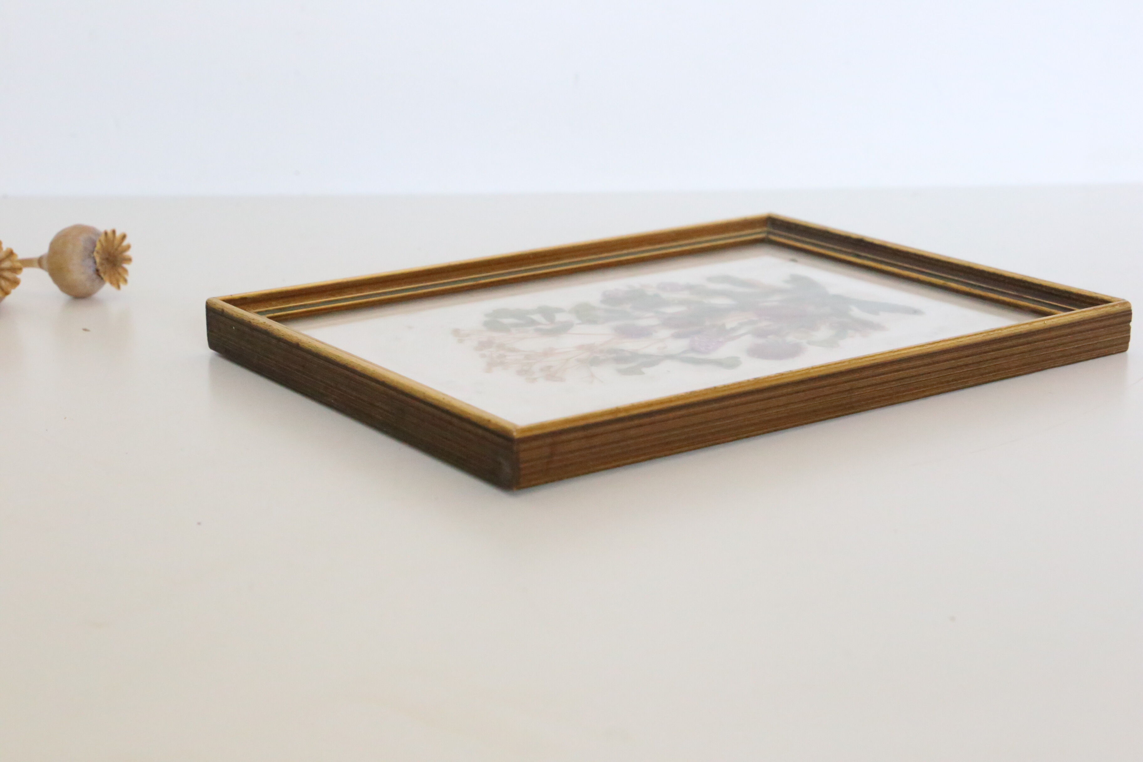 Table of dried flowers on beige, vintage, handicrafts