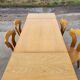 Vintage dining set - blond oak 1970s - extendable table and 4 chairs