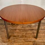 Round table with teak extension design Pierre Guariche edition Huchers Minvielle 1960