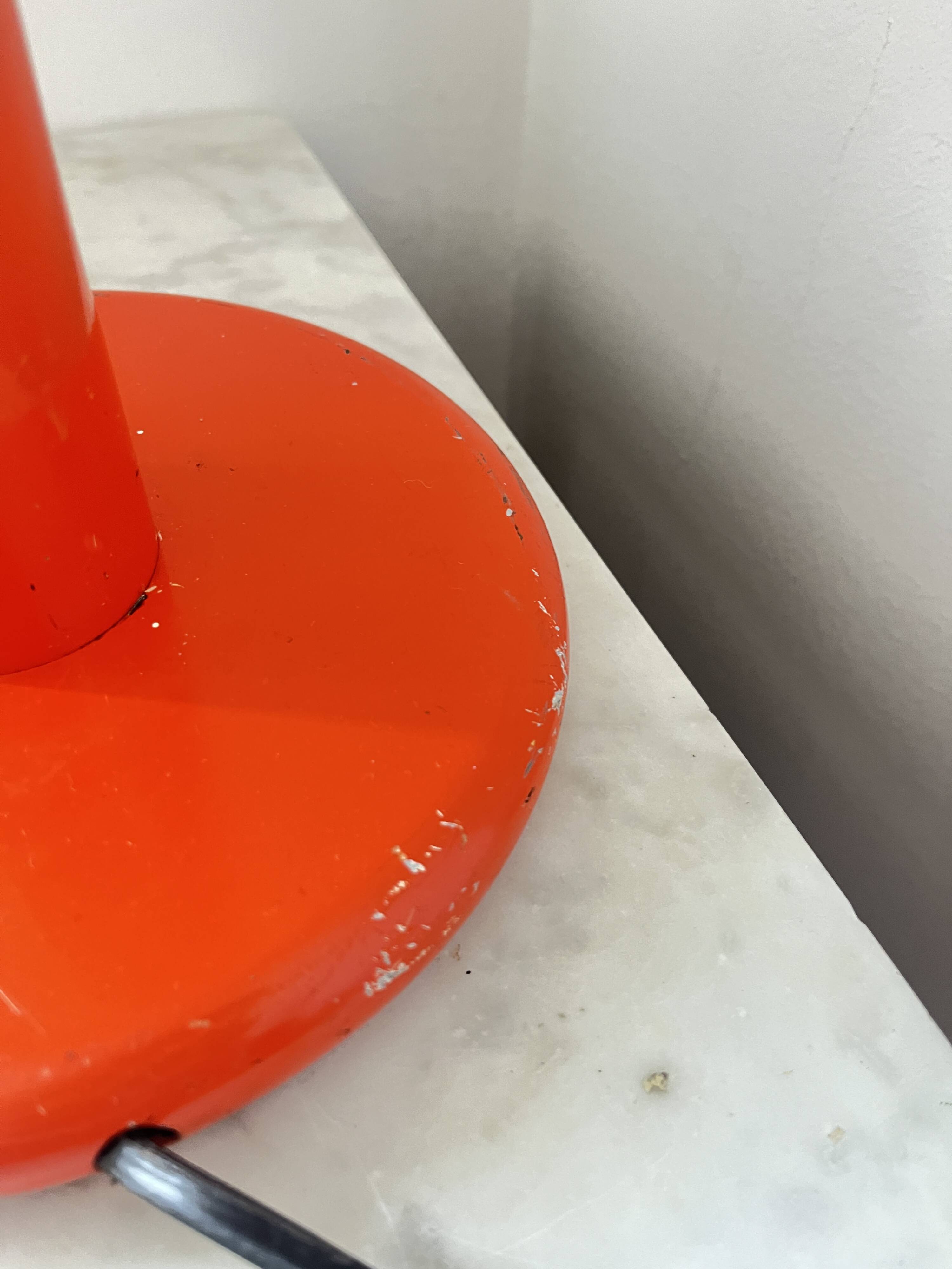 Vintage Space Age Orange Metal Table Lamp Adjustable Gooseneck, 1970s
