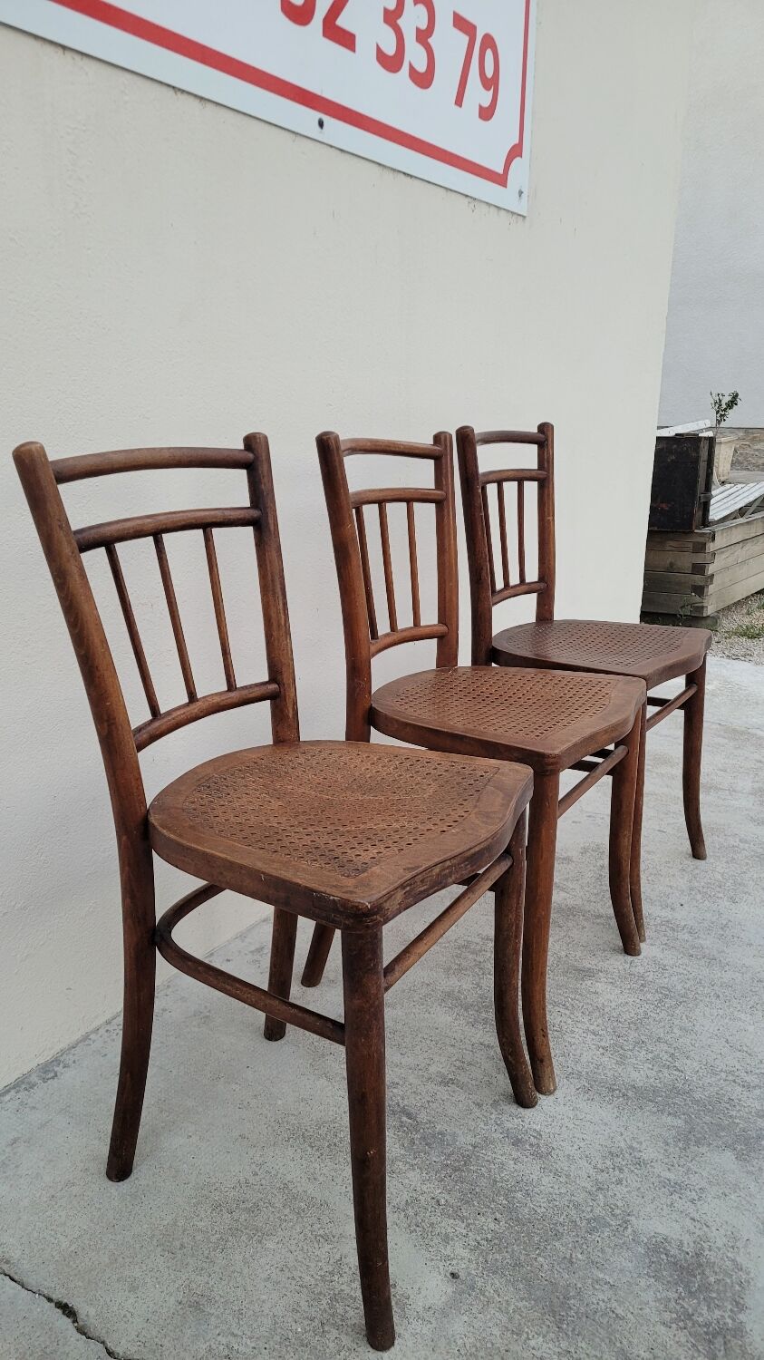 Set of 3 old Thonet bistro chairs