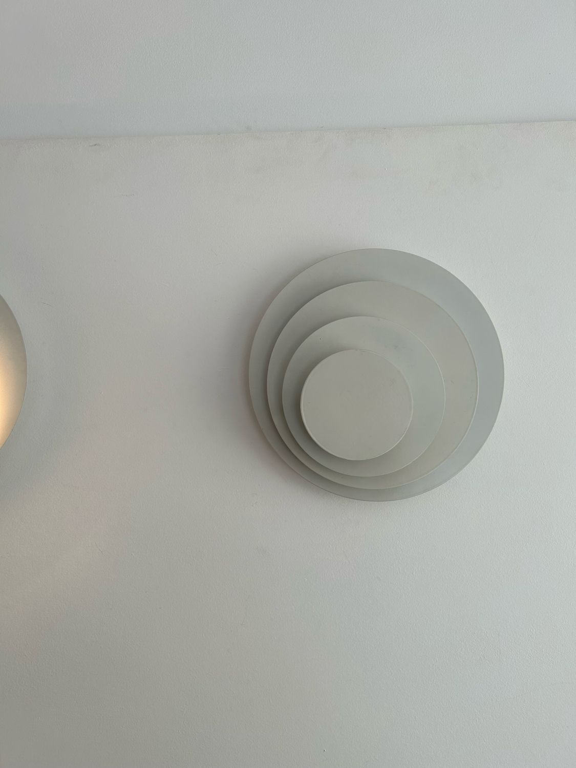 Pair of geometric vintage wall lamps, white lacquered metal, Germany 1970