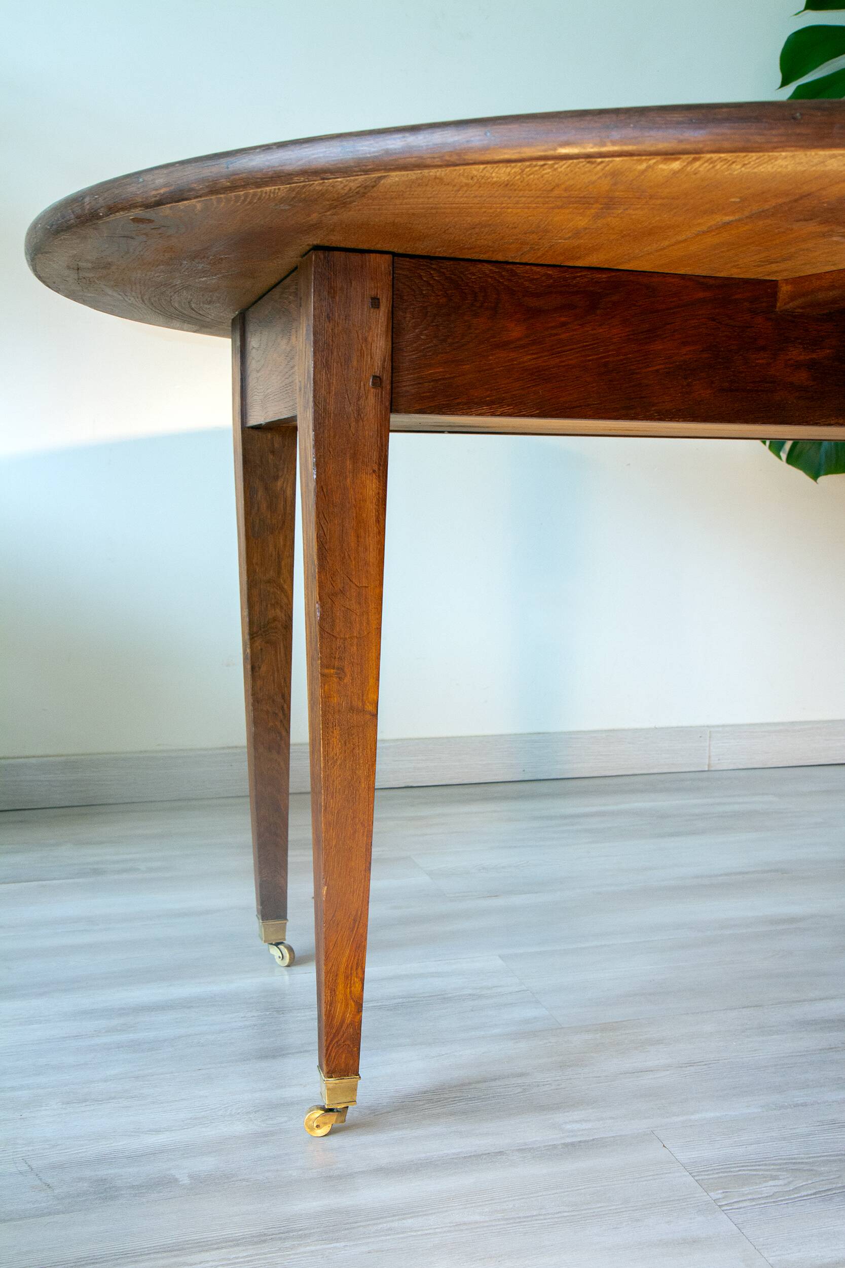 Antique half-moon oak table