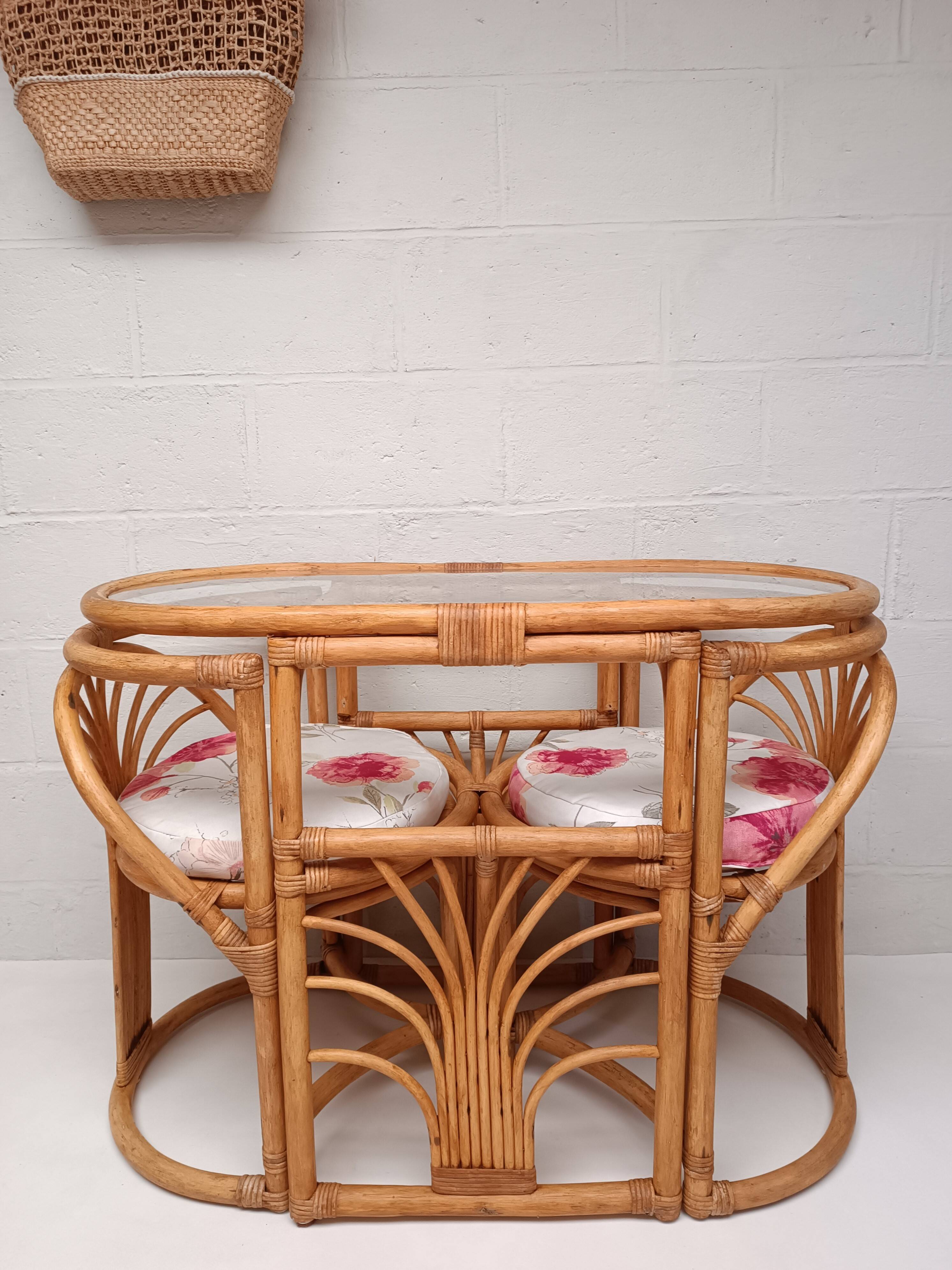Vintage rattan table and chairs set