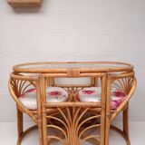 Ensemble table et chaises rotin vintage