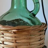 VINTAGE Green Rattan Dame Jeanne Lamp