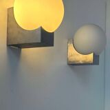 Pair of vintage wall lights, metal and opaline, France 1970