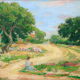 Landscape to the woman sitting in the grass of Paul Alex Deschmacker