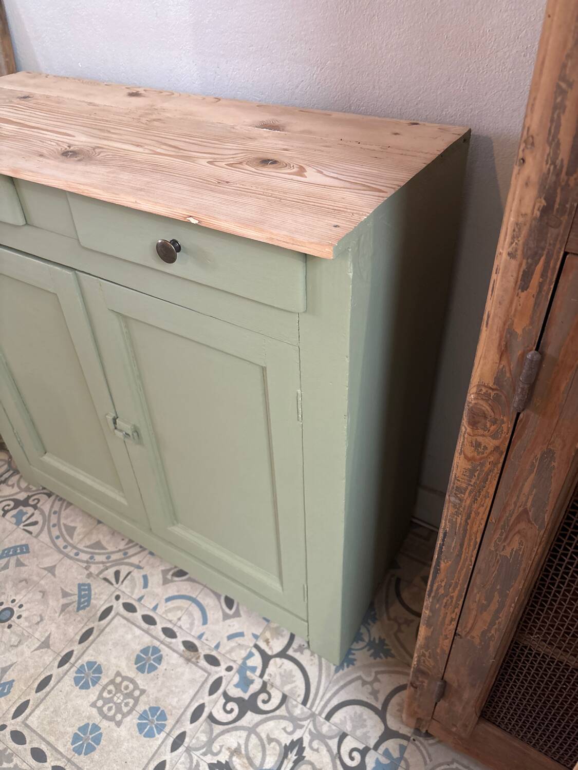 Old sage green sideboard